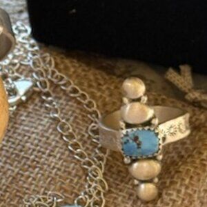 Handmade Sterling Silver Adjustable Ring with Golden Hills Turquoise